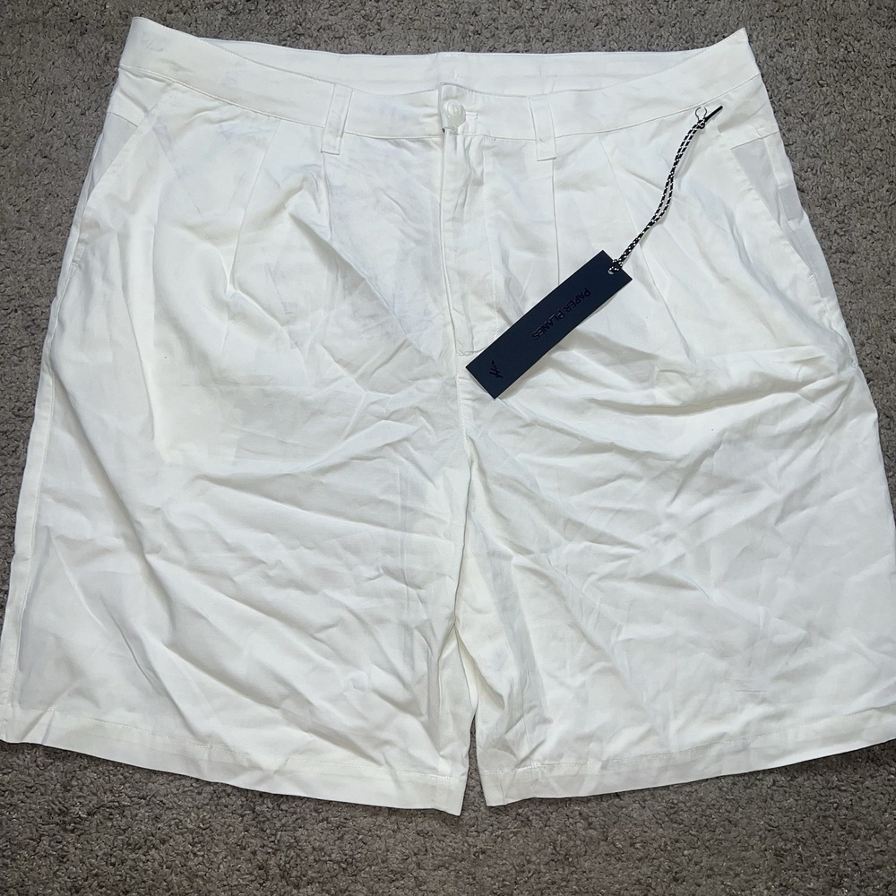 NWT PAPER PLANES WHITE DOUBLE PLEATED SHORTS SIZE 3XL MSRP $138